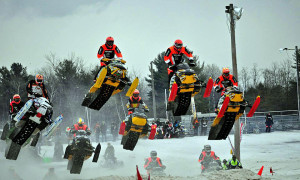 Seven Sleds in Flight