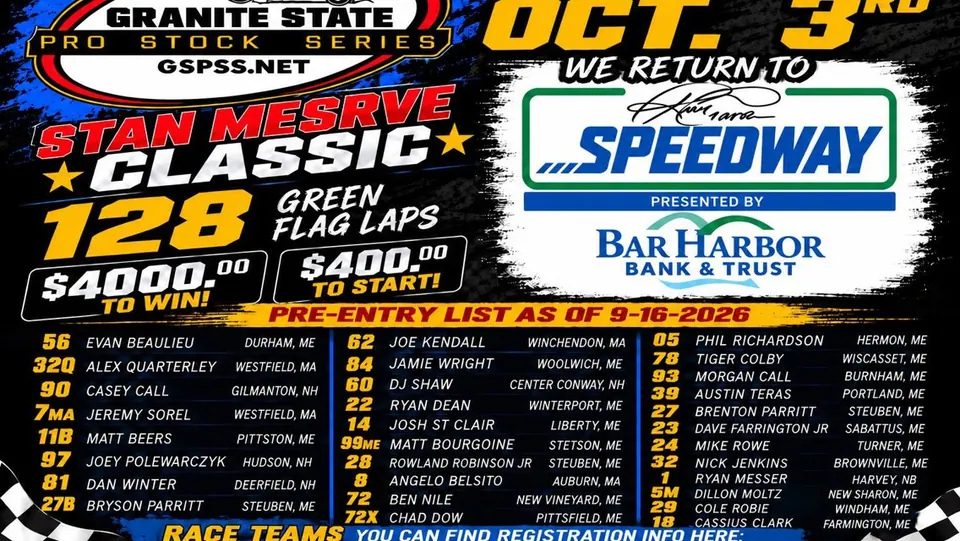 Stan Meserve Classic 128 Entry List